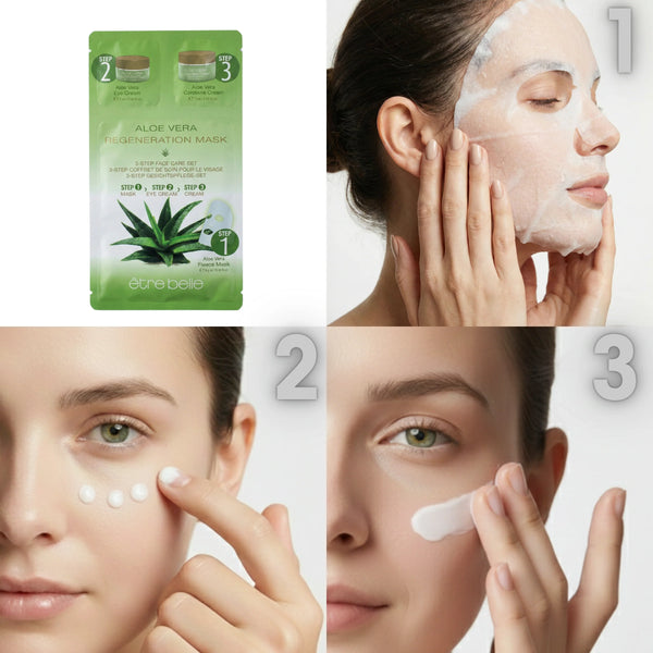Aloe Vera Regeneration Mask 3-Step-Facecare-Set ( 1 Pack including 5 pieces)